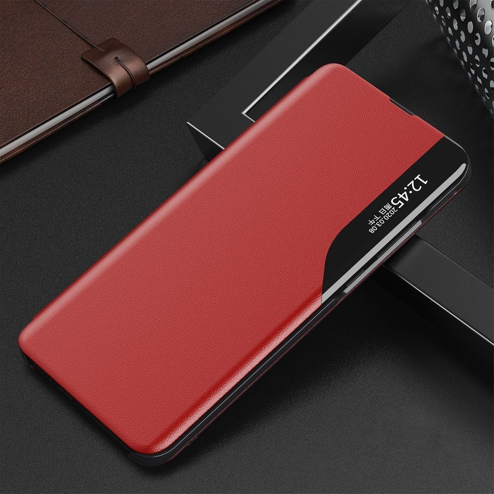 Side Clear View Standing Cover za Xiaomi Redmi Note 10/10s Crveni