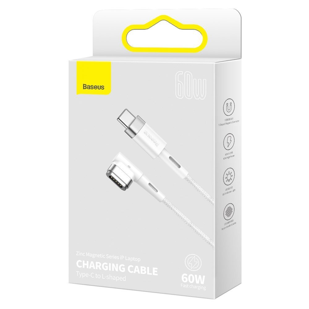 Baseus® CATXC-W02 Magnetni MacBook Type C 60W kabel 2M bijeli (L-oblik)