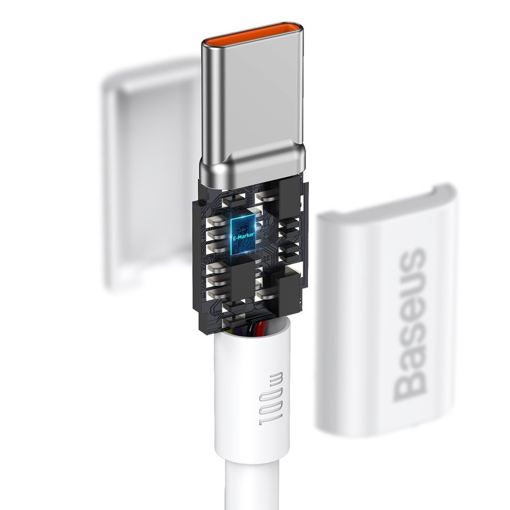 Baseus® CATYS-B02 Silikonski Type C to Type C Kabel 1M 100W Bijeli