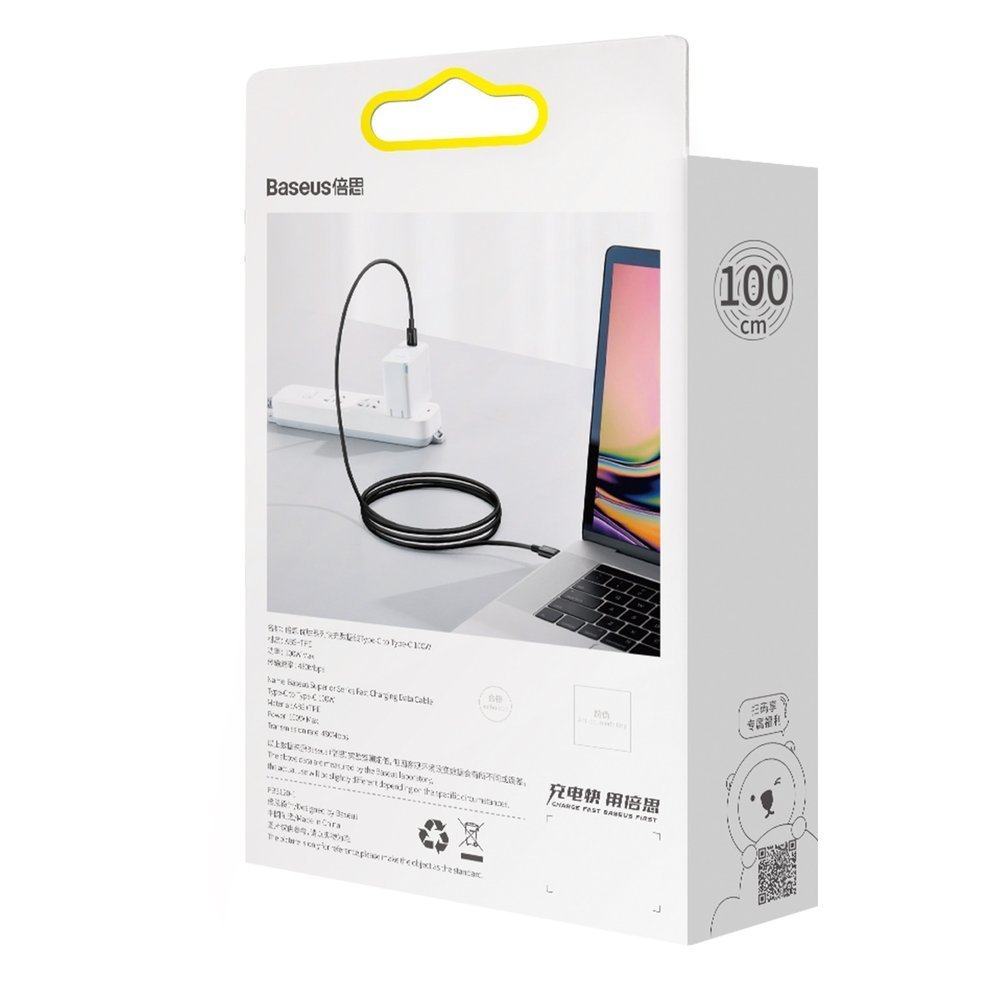 Baseus® CATYS-B01 Silikonski Type C to Type C Kabel 1M 100W Crni