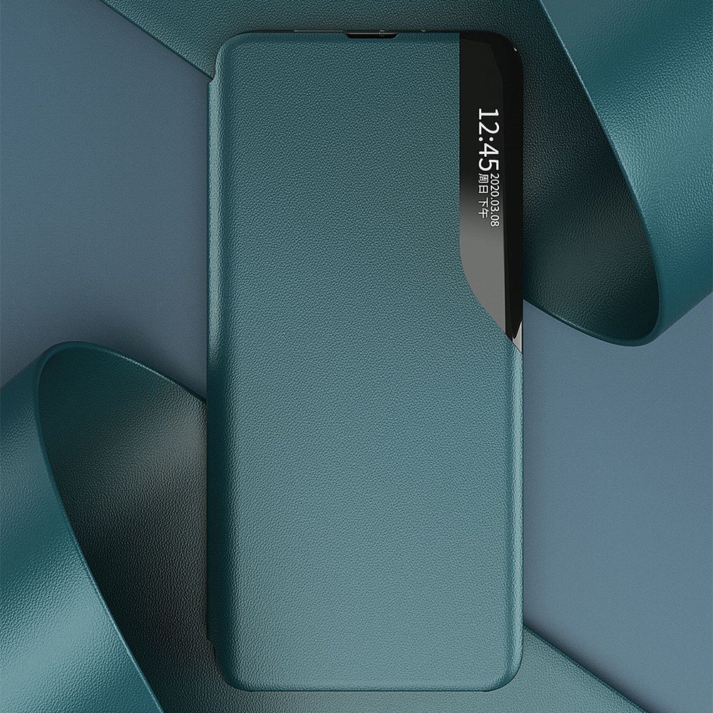 Side Clear View Standing Cover za Samsung Galaxy A12 Zeleni