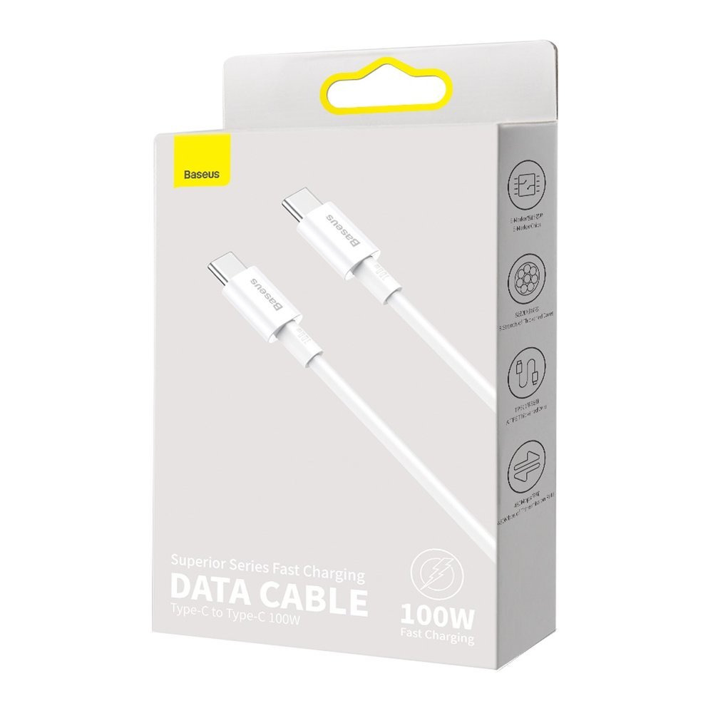 Baseus® CATYS-C02 Silikonski Type C to Type C Kabel 2M 100W Bijeli