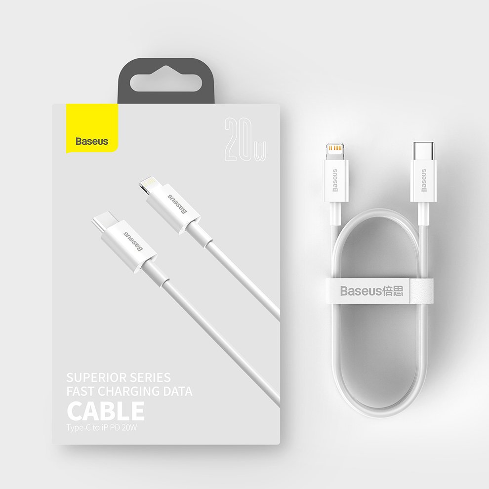 Baseus® CATLYS-A02 Silikonski Lightning to Type C Kabel 1M 20W Bijeli