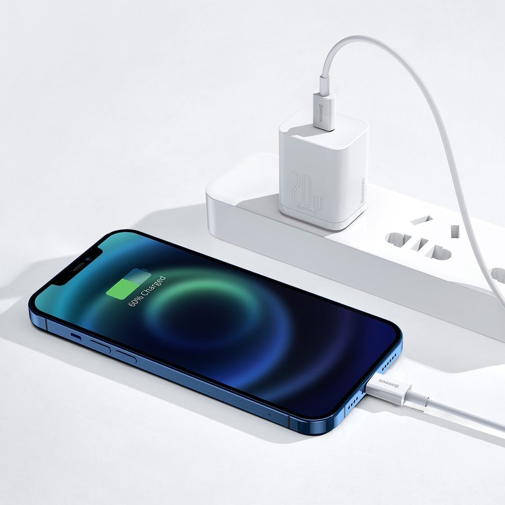Baseus® CATLYS-A02 Silikonski Lightning to Type C Kabel 1M 20W Bijeli