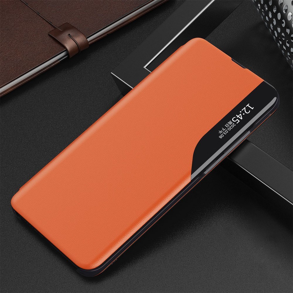 Side Clear View Standing Cover za Samsung Galaxy A55 Narančasti